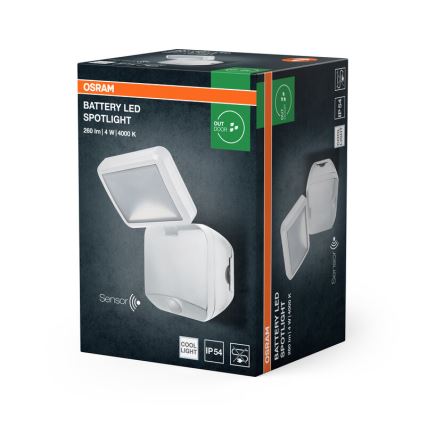 Osram - LED vonkajší nástenný reflektor so senzorom BATTERY LED/4W/4xD IP54