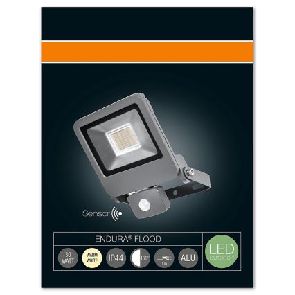 Osram - LED Vonkajší reflektor so senzorom ENDURA 1xLED/30W/230V IP44