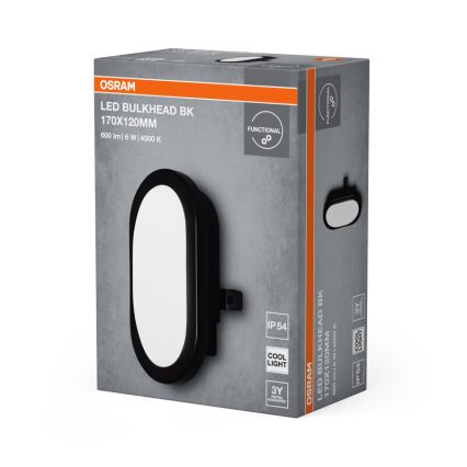 Osram - LED vonkajšie nástenné svietidlo BULKHEAD LED/6W/230V IP54 čierne