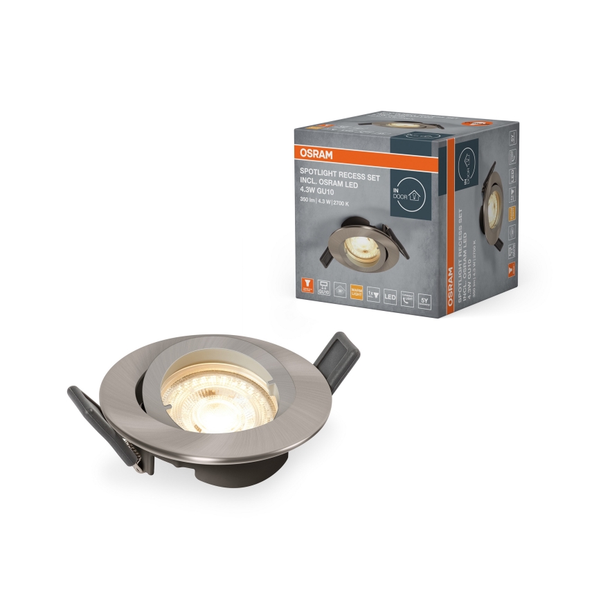 Osram - LED zapustené bodové svietidlo SPOT 1xGU10/4,3W/230V 2700K CRI 90 matný chróm