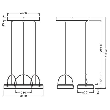 Osram - LED závesné svietidlo na lanku DECOR PUCK 3xLED/12W/230V čierna