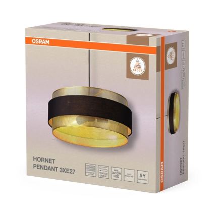 Osram - Luster na lanku DECOR HORNET 3xE27/10W/230V pr. 50 cm čierna/zlatá