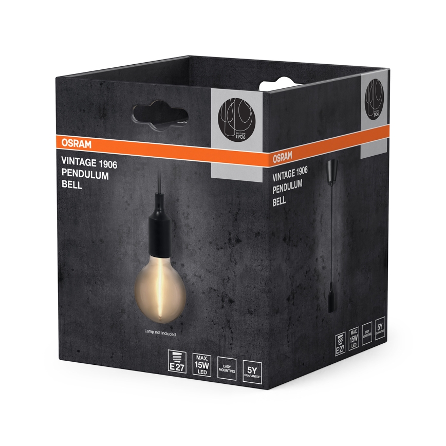 Osram - Napájací kábel PENDULUM BELL 1xE27/15W/230V čierna