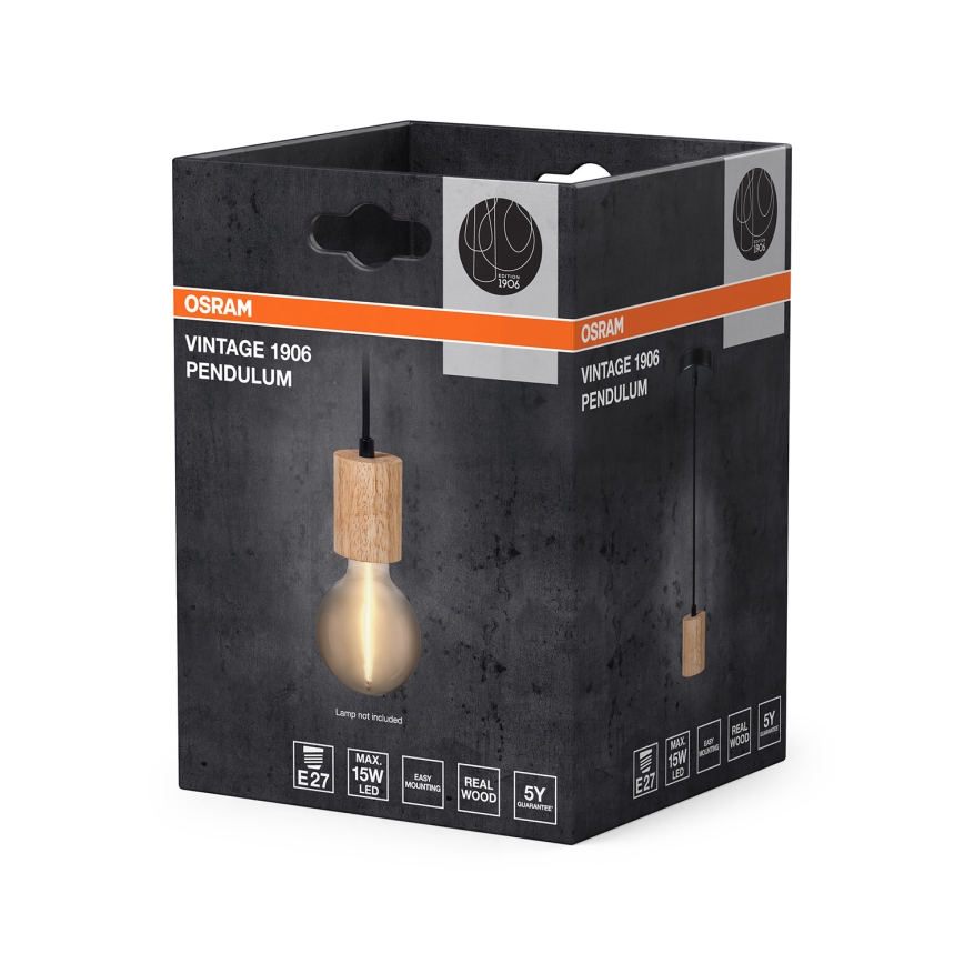 Osram - Napájací kábel PENDULUM CYLINDER 1xE27/15W/230V drevo