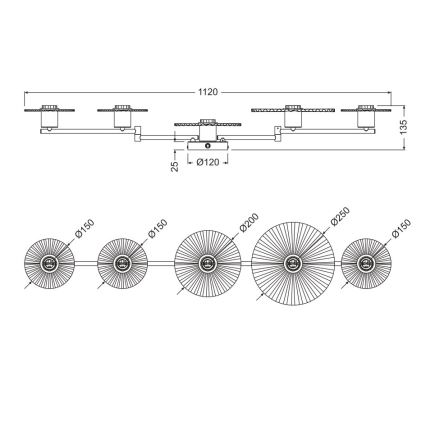 Osram - Nástenné svietidlo PLISSEE 5xE27/15W/230V antracit