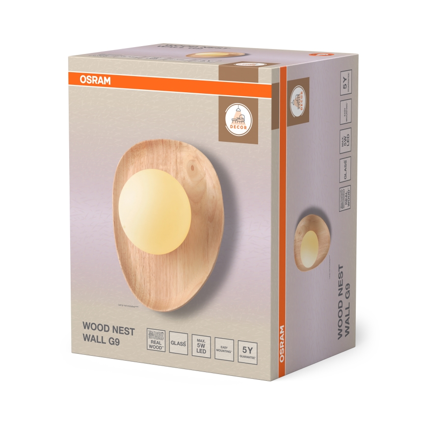 Osram - Nástenné svietidlo WOOD NEST 1xG9/5W/230V kaučukovník