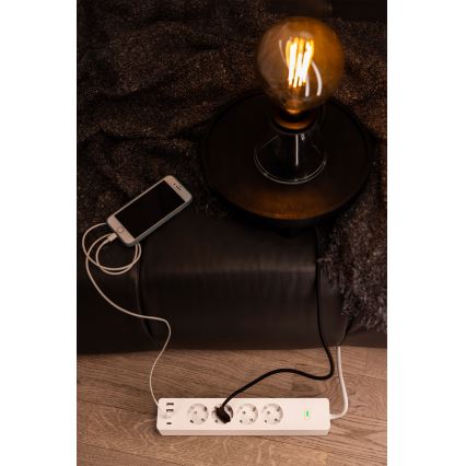 Osram - Predlžovací kábel SMART+ 4Z typ F + 2xUSB-A + 2xUSB-C Wi-Fi