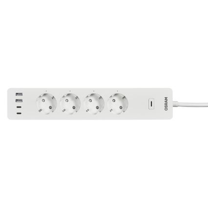 Osram - Predlžovací kábel SMART+ 4Z typ F + 2xUSB-A + 2xUSB-C Wi-Fi