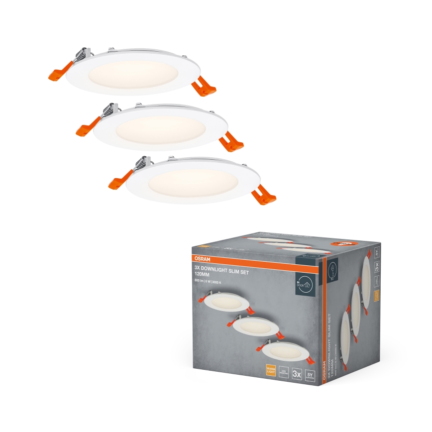 Osram - SADA 3x zapustené bodové LED svietidlo SPOT 8W/230V 3000K pr. 12 cm biela
