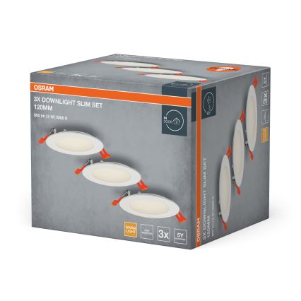 Osram - SADA 3x zapustené bodové LED svietidlo SPOT 8W/230V 3000K pr. 12 cm biela