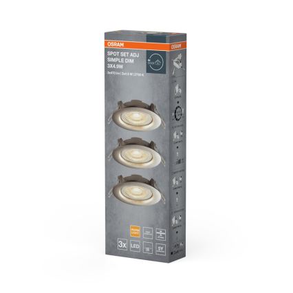 Osram - SADA 3x LED stmievateľné podhľadové svietidlo LED/4,9W/230V