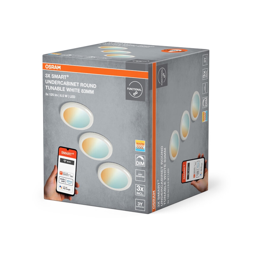Osram - SADA 3 ks stmievateľných LED podlinkových svietidiel SMART+ LED/6,5W/230V 3000-6500K Wi-Fi