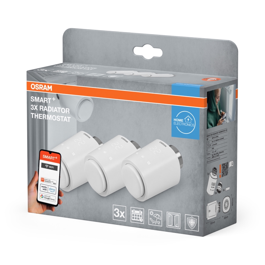 Osram - SADA 3x Termostatické hlavice SMART+ 3xAA Wi-Fi
