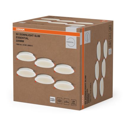 Osram - Sada 6× zapustených stropných LED svietidiel ESSENTIAL LED/18W/230V 4000K, priemer 22 cm, biela