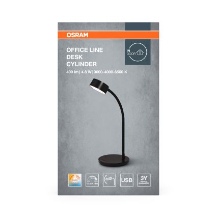 Osram - LED stmievateľná stolová lampa OFFICE LINE LED/4,8W/230V 3000/4000/6500K čierna
