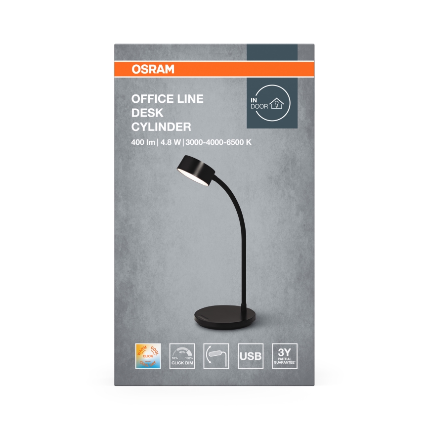 Osram - LED stmievateľná stolová lampa OFFICE LINE LED/4,8W/230V 3000/4000/6500K čierna