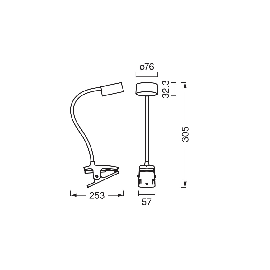 Osram - Stmieiteľná LED stolová lampa s klipom OFFICE LINE LED/4,8W/230V 3000/4000/6500K čierna