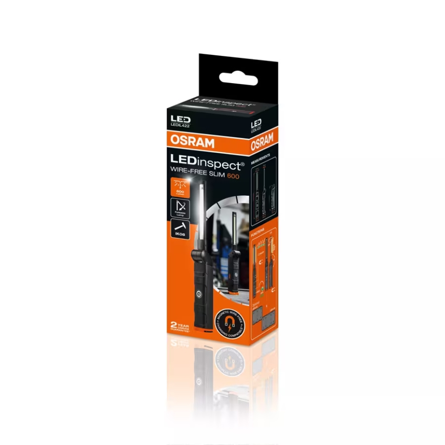 Osram - stmievateľná nabíjateľná LED baterka LEDINSPECT WIRE-FREE SLIM 600 LED/5W/3,7V IP54 2600 mAh