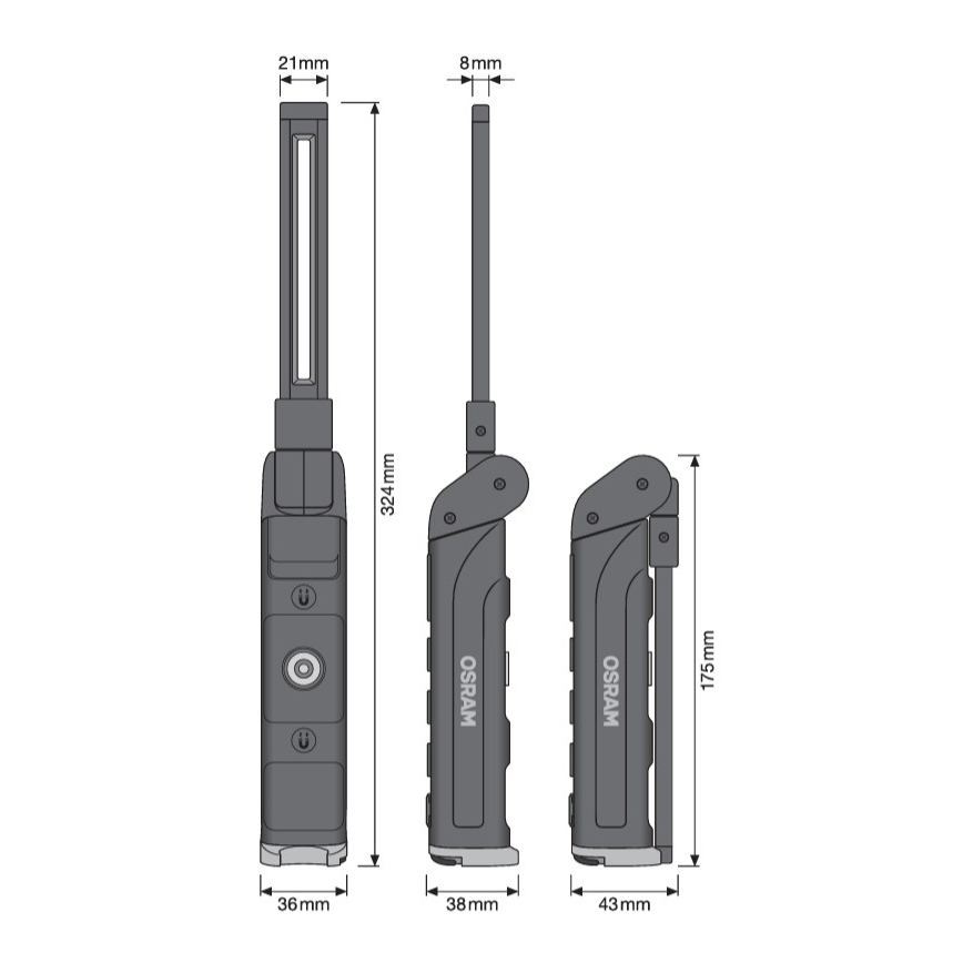 Osram - stmievateľná nabíjateľná LED baterka LEDINSPECT WIRE-FREE SLIM 600 LED/5W/3,7V IP54 2600 mAh
