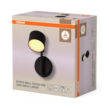 Osram - LED stmievateľné nástenné dotykové svietidlo DECOR KYOTO LED/12W/230V CRI 90 čierna