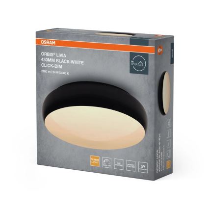 Osram - Stmievateľné LED stropné svietidlo ORBIS LIVIA LED/24W/230V priemer 43 cm čierna/biela