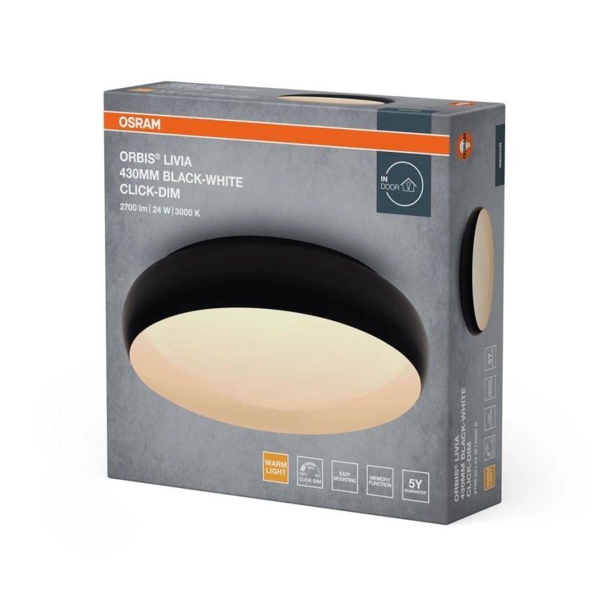 Osram - Stmievateľné LED stropné svietidlo ORBIS LIVIA LED/24W/230V priemer 43 cm čierna/biela