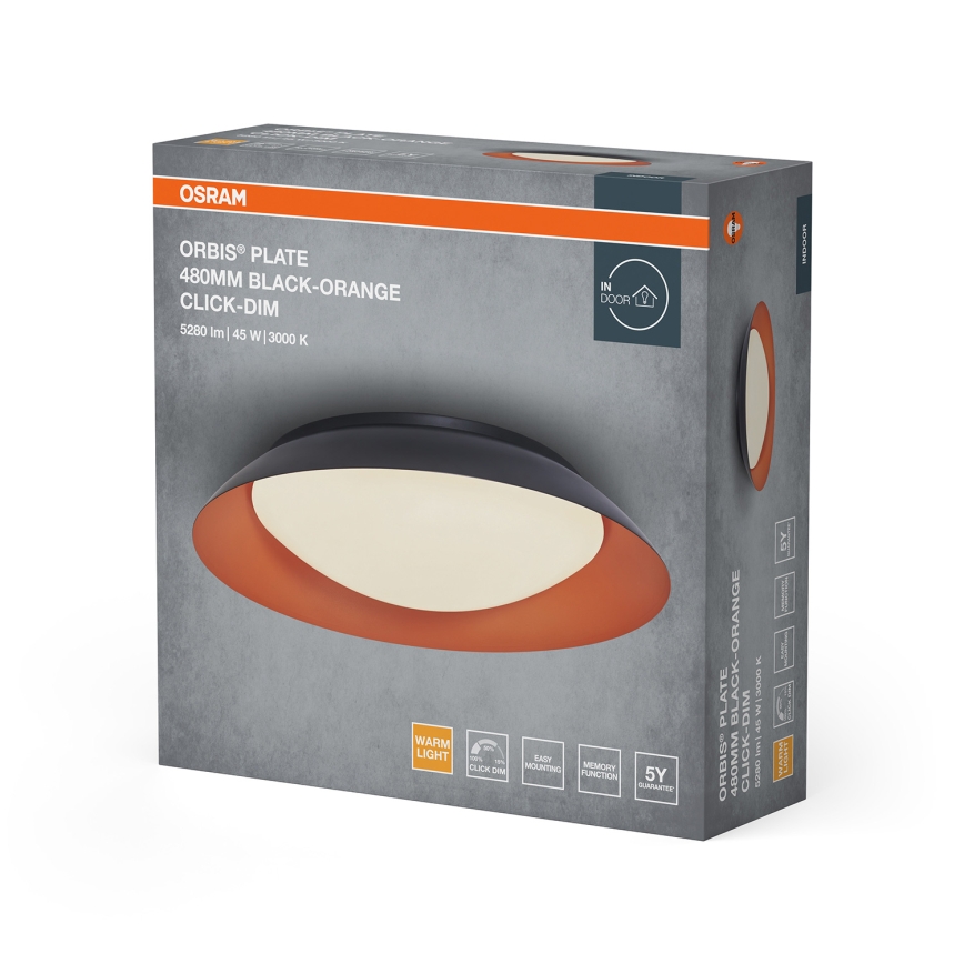 Osram - LED stmievateľné stropné svietidlo ORBIS PLATE LED/45W/230V pr. 48 cm oranžová/čierna