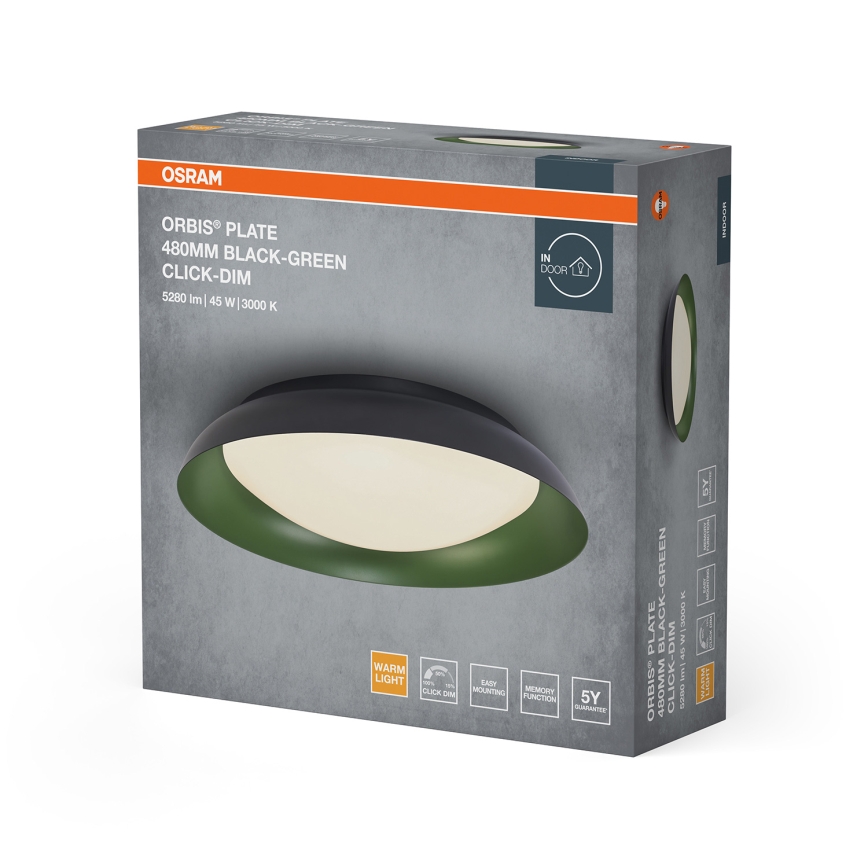 Osram - LED stmievateľné stropné svietidlo ORBIS PLATE LED/45W/230V priemer 48 cm zelená/čierna