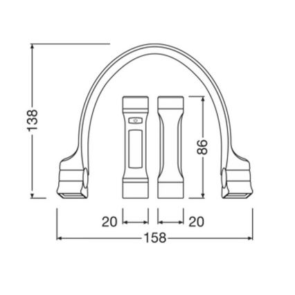 Osram - LED stmievateľné nabíjateľné nákrčníkové svietidlo LEDINSPECT LED/1W/3,7V IP54 1000 mAh