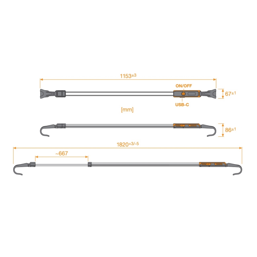 Osram - stmievateľné nabíjateľné inspekčné svetlo LEDINSPECT UNDERBONNET LED/16W/3,7V IP65 4400 mAh