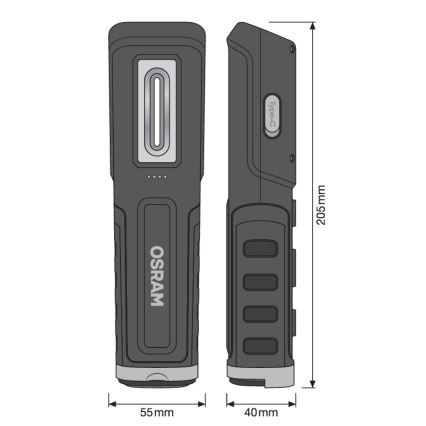 Osram - LED Stmievateľná nabíjateľná baterka LEDINSPECT WIRE-FREE PRO 600 LED/5W/3,7V IP54 2600 mAh