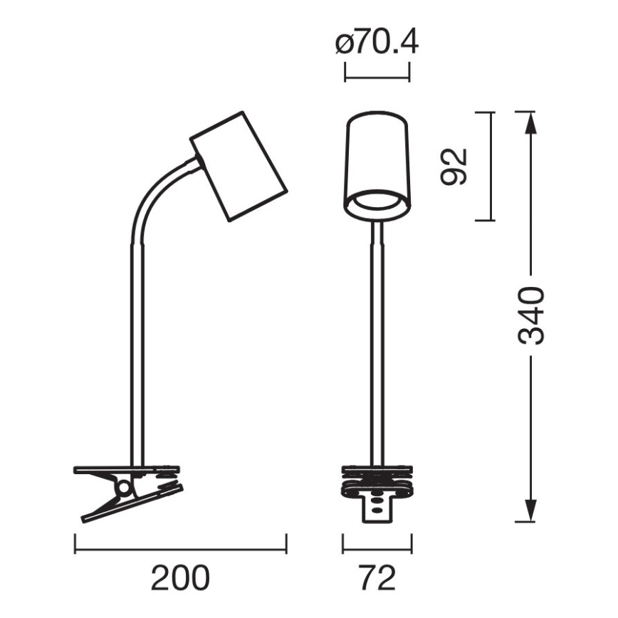 Osram - Stolná lampa s klipom DESK LINE 1xGU10/9W/230V čierna