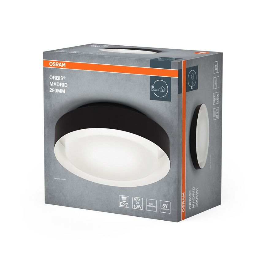 Osram - Stropné svietidlo ORBIS MADRID 2xE27/10W/230V, priemer 29 cm, čierna