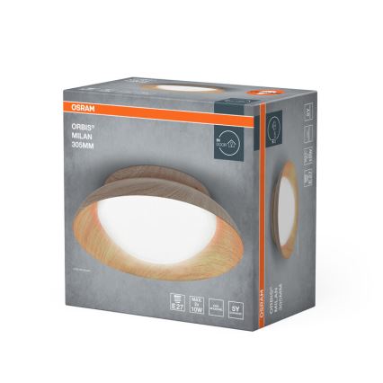 Osram - Stropné svietidlo ORBIS MILAN 2xE27/10W/230V pr. 30,5 cm drevený dekor