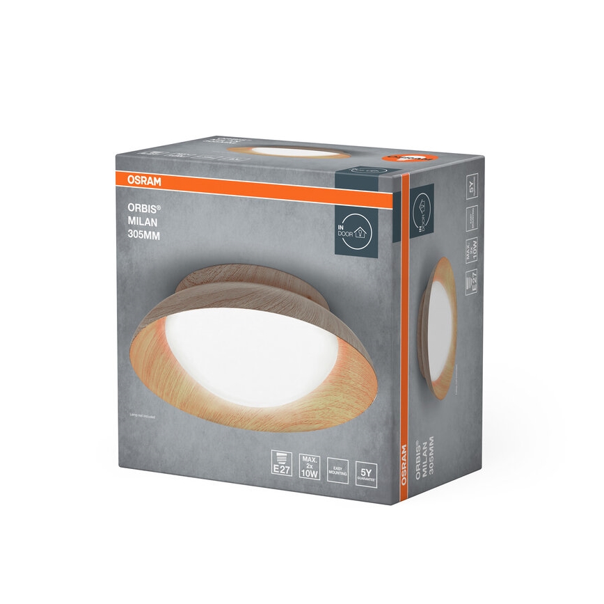 Osram - Stropné svietidlo ORBIS MILAN 2xE27/10W/230V pr. 30,5 cm drevený dekor