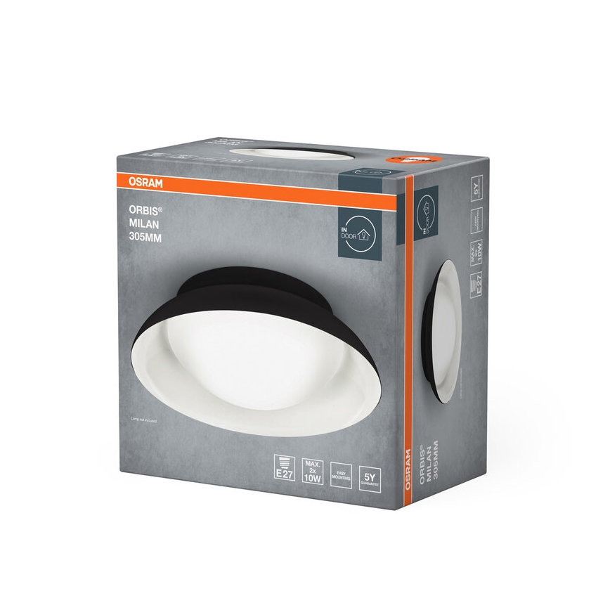 Osram - Stropné svietidlo ORBIS MILAN 2xE27/10W/230V priemer 30,5 cm čierne