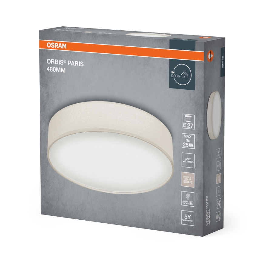 Osram - Stropné svietidlo ORBIS PARIS 3xE27/25W/230V priemer 48 cm krémové