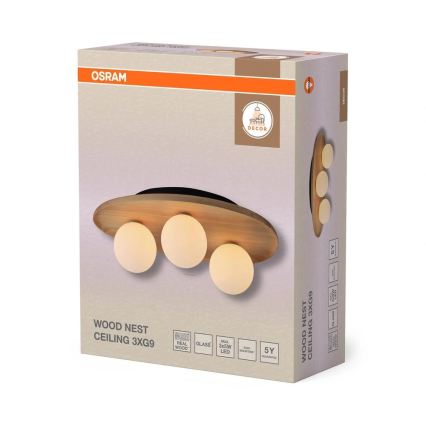 Osram - Stropné svietidlo WOOD NEST 3xG9/5W/230V kaučukovník