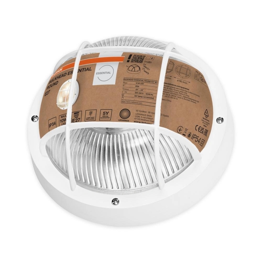 Osram - Vonkajšie nástenné svietidlo BULKHEAD 1xE27/10W/230V priemer 19 cm IP54 biela