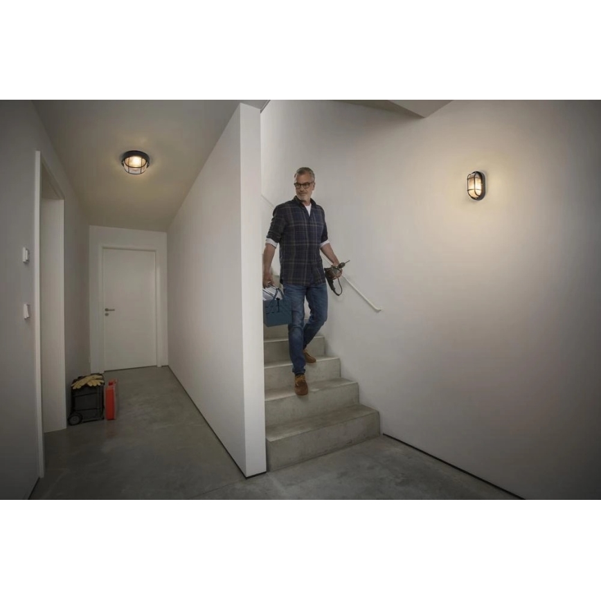Osram - Vonkajšie nástenné svietidlo BULKHEAD 1xE27/10W/230V, priemer 19 cm, IP54, čierne