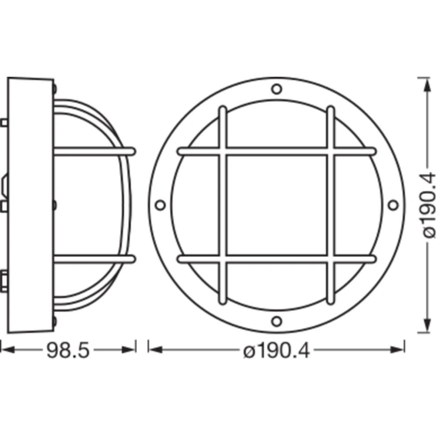 Osram - Vonkajšie nástenné svietidlo BULKHEAD 1xE27/10W/230V, priemer 19 cm, IP54, čierne