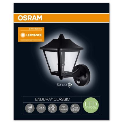 Osram - Vonkajšie nástenné svietidlo so senzorom ENDURA 1xE27/40W/230V IP44