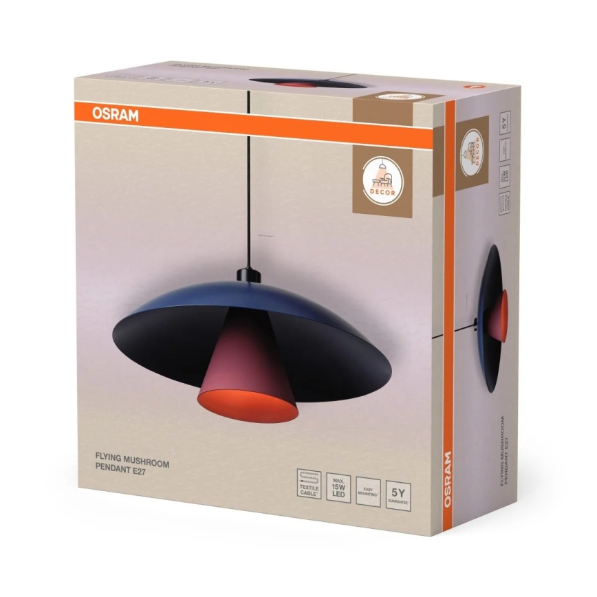 Osram - Závesné svietidlo na lanku DECOR FLYING MUSHROOM 1xE27/25W/230V pr. 50 cm modré