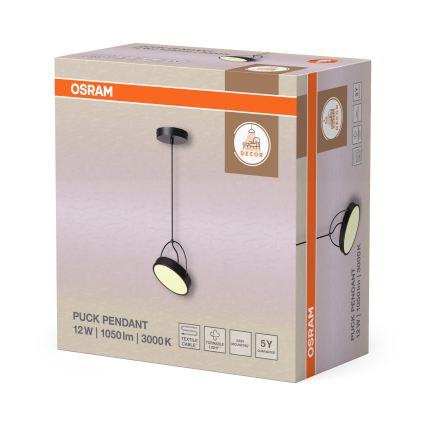 Osram - Závesný LED luster na lanku DECOR PUCK LED/12W/230V čierny