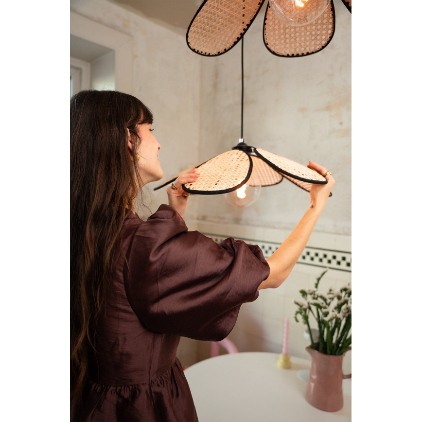 Osram - Závesný luster na lane DECOR RATTAN 1xE27/15W/230V pr. 58 cm béžová/čierna
