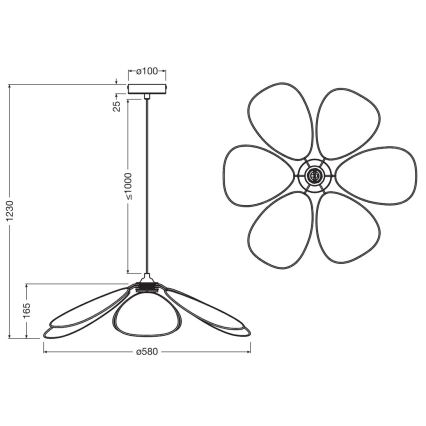 Osram - Závesný luster na lane DECOR RATTAN 1xE27/15W/230V pr. 58 cm béžová/čierna
