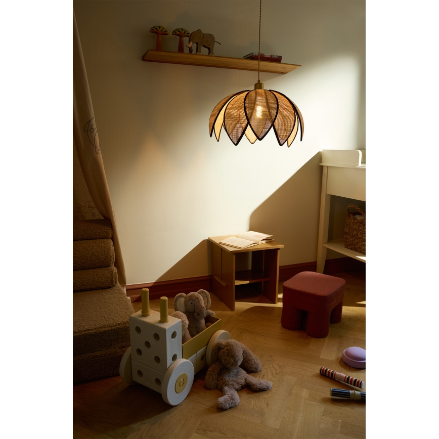 Osram - Závesný luster na lanku DECOR RATTAN 1xE27/15W/230V pr. 48 cm béžová/čierna