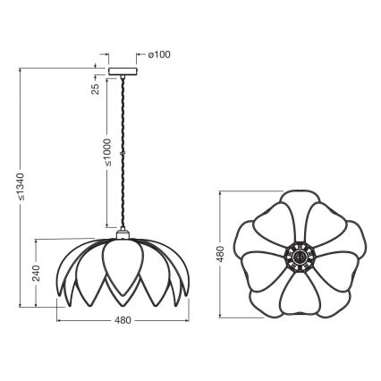 Osram - Závesný luster na lanku DECOR RATTAN 1xE27/15W/230V pr. 48 cm béžová/čierna