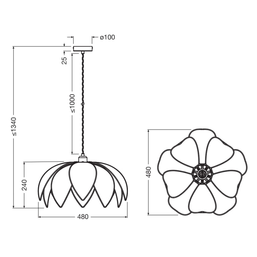 Osram - Závesný luster na lanku DECOR RATTAN 1xE27/15W/230V pr. 48 cm béžová/čierna