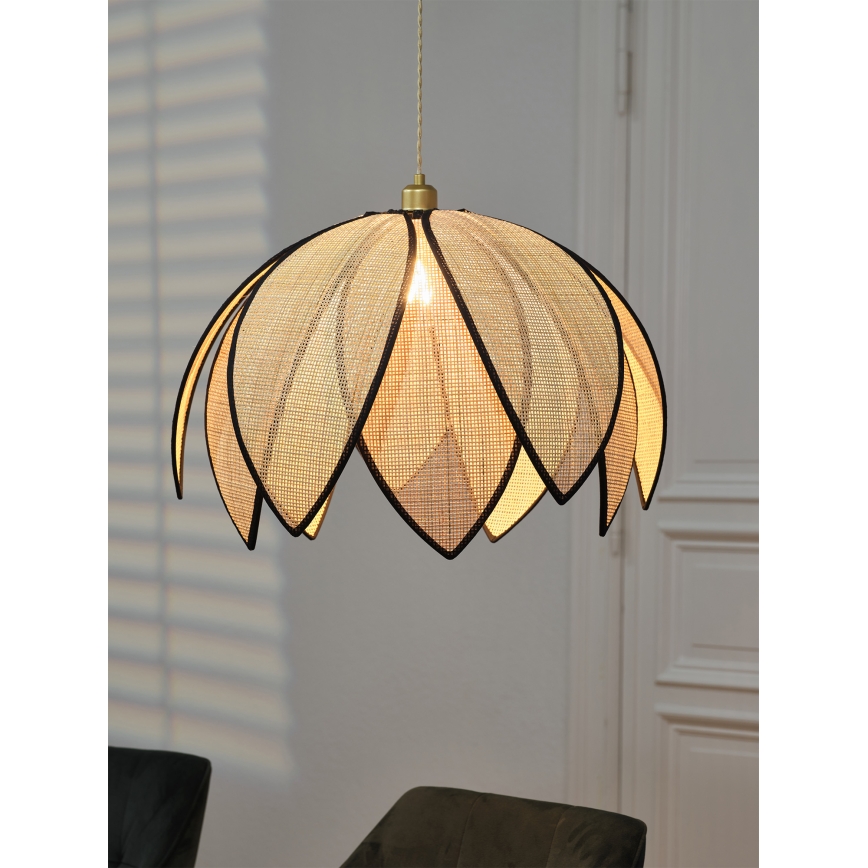 Osram - Závesný luster na lanku DECOR RATTAN 1xE27/15W/230V pr. 67 cm béžová/čierna